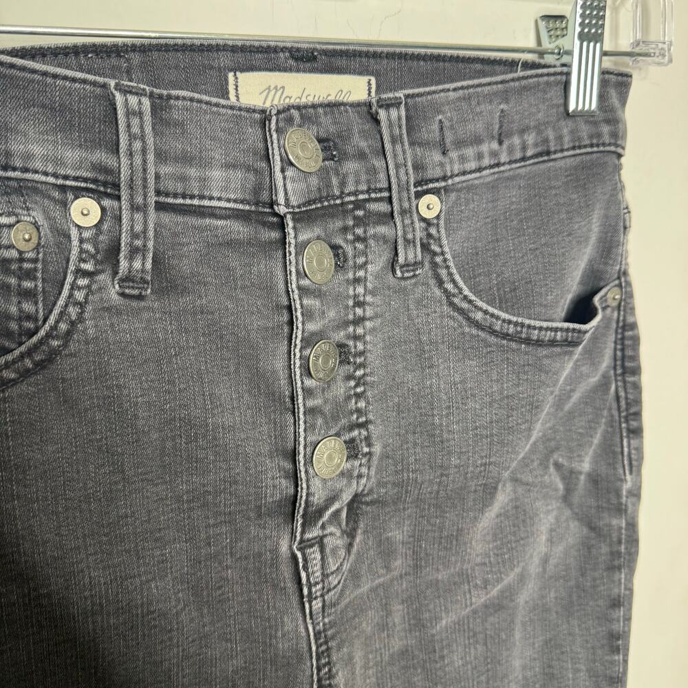 Madewell‎ Cali Demi-Boot Jeans Women’s Sz 26 Black Button Fly High Rise Stretch - Picture 5 of 15